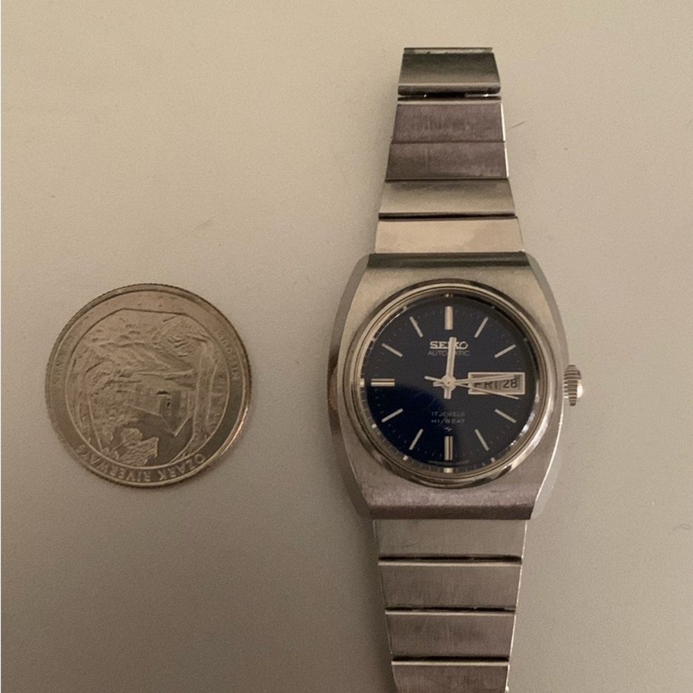 Seiko Silver and Blue Smartwatch with Tonneau Case